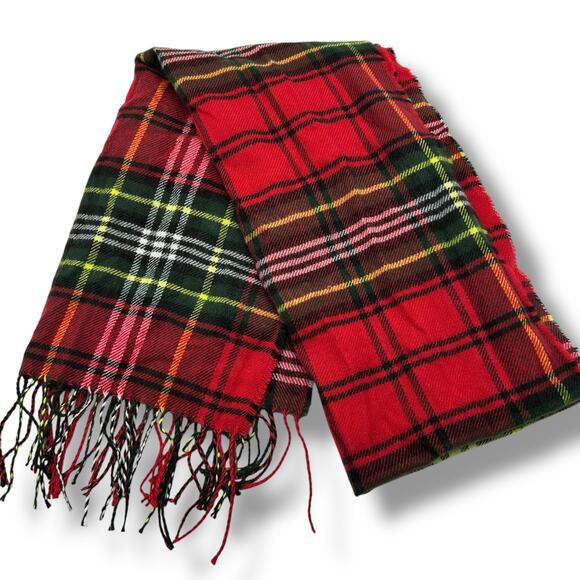 NEW Steve Madden RedTartan Plaid Scarf with Fringe Detail Winter Warm NWT - Picture 4 of 9